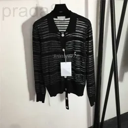 Kvinnors tröjor Designer 2022 Kvinnor Sheer Sweaters Knits Designer Tops med brevbroderi mönster flickor Milan Runway Crop Top Shirt High End Custom Long 0Pee