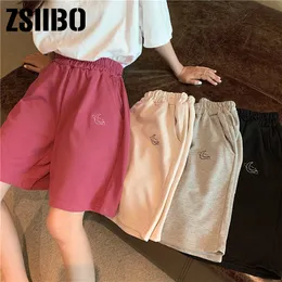 Shorts femininos cintura elástica Casual Praia Party Korean Version Tamanho do tamanho da cintura alta Lua Borda