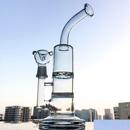 Smoking Pipes Clear Blue Heady Beecomb Hookahs 18Mm Male Joint Turbine Glass Bongs Disc Perc Water 10 Inch Tall Oil Dab Rigs With Bo Dhu92