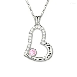 Чокер матери ожерелье "Люблю тебя мама" Подарок День Матери Серебряное серебро 925 Ожерелье для подвесной цепи в форме сердца.