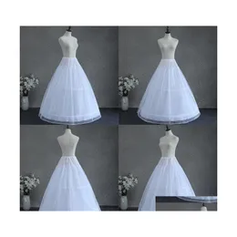 Petticoats Women White Wedding Petticoat 3 Hoops Double Layer Bridal Crinolines With Tle Netting Underskirt Half Slips For Ball Gown Dhb3C