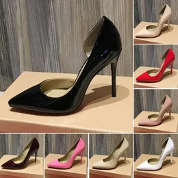 Tasarımcı sandalet yüksek topuklu slaytlar lüks perçin sandal kadınlar elbise ayakkabıları parlak deri süet pompa sivri ayak ayakkabı düğün shoess