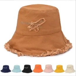 Chapéus de balde letra de jeans respirável chapéu de borla para adultos de praia moda moda primavera outono pescador boné viagens de sol caps casual outdoor puting sol chapéu bc415