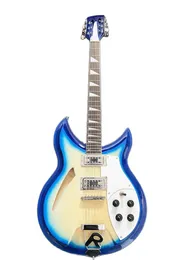 Novo 381-12 String semi oco corpo azul guitarra elétrica pickguard r ponte