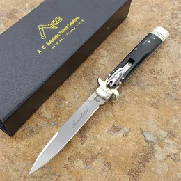 ACK Bill Deshivs Leverletto Horyzontal Folding Knives Pojedyncze działanie D2 Blade Ox Horn Ruse Tactical Survival Nóż EDC Narzędzia 211g