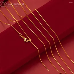 Choker Yellow Gold GP Charm Halsband för kvinnor 1mm Universal Box Chain Halsband Collier Femme Högkvalitativa smycken Tillbehör