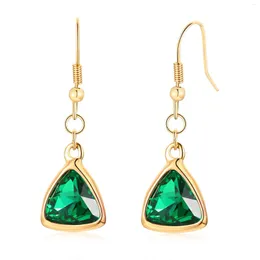 Orecchini a cerchio 2023 Articoli di moda Triangolo in acciaio inossidabile Verde smeraldo Oro lungo Femme e Pendientes Mujer Moda