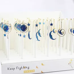 Гель -ручки 05 мм Blue Starry Sky Star Moon Pendant Gel Pen Signature Pen Escolar Papelaria School Office Supply Gift Gift J230306