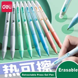 Gel Pens Deli Pen Pen Set 05mm Gel Pen Erase Blue Black Ink Rechill for Stationery Schools Schools reasable perp pen kawaii j230306