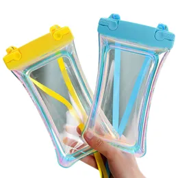 Färgglada Airbag Waterproof Phone Cases Bag PVC för iPhone11 12 13 14 Pro Samsung S10 Beach Waterproofs Bag With Lanyard