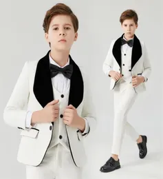 Boy Suits formale per il costume S039 White Jacquard Suit S Flower S Kids Wedding Tuxedo 2208083696767