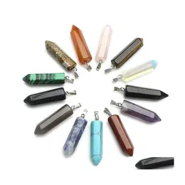 Charms Hexagonal Natural Quartz Stone Pendants Diy Halsband Kvinnor Män Pendum Chakra Agata Opal Rose Stones Jewelry Drop Delivery Fin Dhuoo