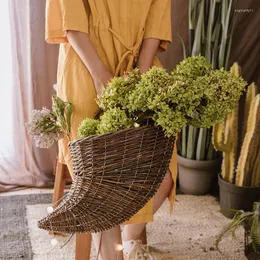 Vaser naturlig korghorn väggmonterad korgblommor vägg dekorativ förvaring amerikansk land retro nostalgisk