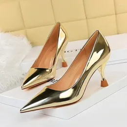 Kleidungsschuhe 2023 Elegante Frauen Bling Silber 7,5 cm High Heels Pumpen weibliche Luxus Tacons Gold Scarpins Hochzeit Abschlussball großer Größe große Größe