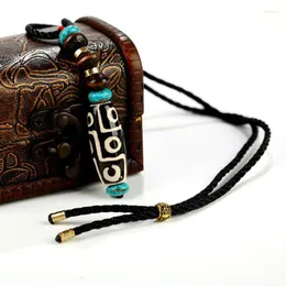 Hänge halsband kreativa nio ögon dzi pärlor halsband för kvinnor män natursten trä tibetanska buddhistiska smycken