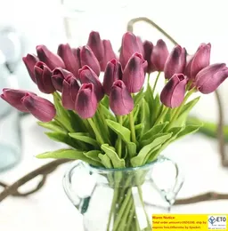 PU mini tulipano fiore artificiale che tiene fiori casa di nozze fiori finti
