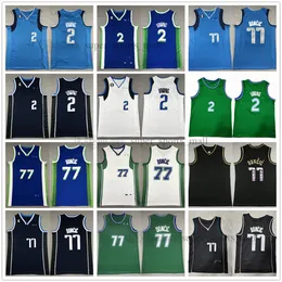 2023 New City 77 Luka Basketball 2 Kyrie Doncic Irving Jersey Ed مع 6 Patch Blue Green Shorts Mens Size XS-XXL