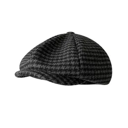 Beralar Erkekler Kış Soy Şapkaları Vintage Herringnone Octagon Cap Kadın Gatsby Düz Houndoth Şapka Erkekler Blm309berets