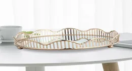 Nordic Hollow Out Morrated Glass Mirror Tray Jewelry Cosmetic Fruit Torage Plate سطح مكتب صناديق منظم ديكور صناديق 1304981
