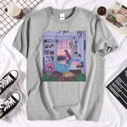 남성용 T 셔츠 창조적 인 캐주얼 남성 티셔츠 편안한 아름다운 소녀 따뜻한 집 인쇄 Tshirts harajuku 느슨한 옷을 입은 브랜드 Tshirt