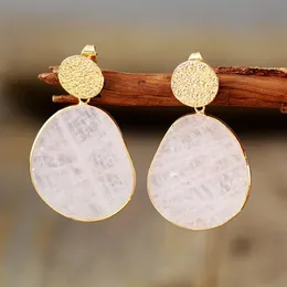 Ear Cuff Sweet Romance Natural Stone Earrings for Women Rose Quartzs Drop Dangle Earring Bold Elegant Earring Jewelry Wholesale 230306