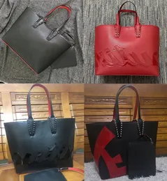 Fashion Bag cabata designer totes rivet genuine leather Handbag composite handbags famous purse shopping bags Black White 2pic/set