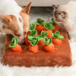 개 장난감 씹는 고양이 당근 플러시 애완 동물 야채 스니핑 애완 동물은 식습관을 향상시키기 위해 음식을 숨 깁니다.