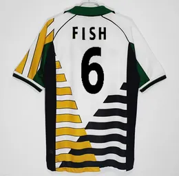 Top 1998 South Retro Futbol Formaları Ev Uzak Yeşil Sarı Vintage Futbol Gömlek 1994 Klasik Bartlett Fish Parker Joram Moshoeu Afrika Milli Takımı 94 98 Boyut S-XXL