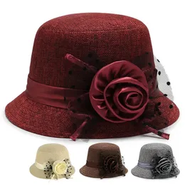 Nowy kapelusz damski elegancki polka kropka czapka kwiatowy kadłub vintage żeńskie suszone słone