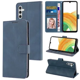 PU Plain Wallet Leather Factions لـ Samsung S23 Plus A14 A54 A04E A24 A34 5G iPhone 14 Pro Max Magnetic حامل الفليب الشحلي.