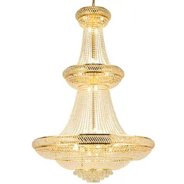 Империя Crsytal люстра светодиодной освещения Большой современный великолепный отель золотой длинная подвеска лампа 120 см диаметром 180 см рост для виллы дуплексной лобби