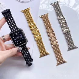 Stainless Steel Straps Band 88 Balls Chain Elastic Bands Wristband Luxury Bracelet for Apple Watch 38/40/41mm 42/44/45/mm Strap for iWatch Series 3 4 5 6 7 8