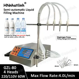 GZL-80 com 4 Máquinas de enchimento de cabeças semi-automática de suco de água de óleo de mamadeira de garrafa de petróleo Máquina de enchimento de líquido de controle digital elétrica 3-4000ml