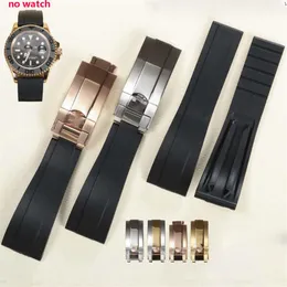 20mm klocktillbehör Nature Silicone Rubber Watchband Man Watch Band för Rolex Rem Submariner GMT Oyster Armband241J