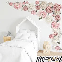 Wall Stickers Cover 200cm the Whole Large Watercolor Pink White Peony Flower Bedroom Decals Art Mural Home Decor Vinyl 230307