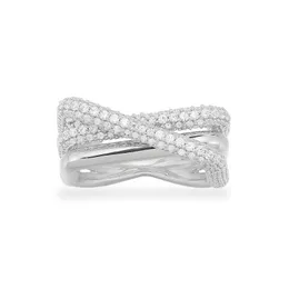 Pierścienie klastra moda Prawdziwa 925 srebrny biały krzyżowy prostokąt geometryczny pierścionek Kobiety lipiec impreza biżuteria klaster klaster klaster clclust