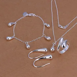 stamped Silver Wedding women high-quality classic drop bracelets earrings necklace rings fashion jewelry sets