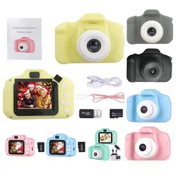 Toy Cameras Cartoon Camera 2,0 tum IPS -skärm Barn Utbildningsleksaker Portable Videokamera Digitalkamera för pojkar Girls Birthday Present 230307