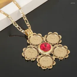 Kolye Kolyeleri Etiyopya Kırmızı Mavi Yeşil Taş Para Kolye Afrika Eritre Jewelrypendent