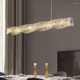 Kronleuchter Einfache Luxus Kristall Esstisch Led Lange Streifen Anhänger Lichter Kreative Zimmer Bar Wohnkultur Lampe