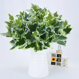Decorative Flowers 2pcs Artificial Plant Stem 7 Strands Faux Leaf Green For Home Office Party Garden Wedding Decoration