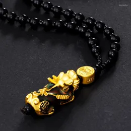 Pendant Necklaces BOEYCJR Gold Color Pixiu Brave Troops Strand Temperature Change Lucky Energy & Necklace For Men Or Women