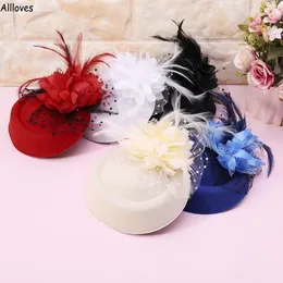 Chapéus de fascinador elegantes fascinadores Cabeças de noiva para eventos de baile de casamento ocasião formal Feather Flower Mulheres Caps de cabeça Acessórios para cabelos femininos CL1950