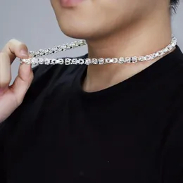 سلاسل 925 Sterling Silver Necklace Men Netlace. أزياء جوفاء النمط. 7mm53 سم. Nacklace سلسلة عظام الياقات