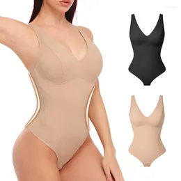 Women's Shapers Faja Shapewear Women Body Shaper Waist Trainer Tummy Control Bodysuit Slimming Belly V-Neck Backless Adjustable Spaghetti