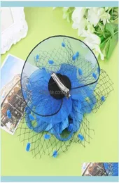 Aessories Tools ProductSwomens Kids Girl Mesh Veil Hat Hair Clip Elegant Ribbon Big Flower Solid Color Fackinator Small Plush WA2278540