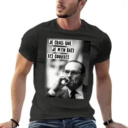 Men's T Shirts Homme Blanc Chirac - Je Crois Que M'En Bats Les Couilles Oversized T-Shirt Custom Men'S Clothes Cotton Streetwear