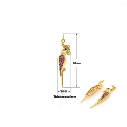 참나무 마이크로 동료 펜던트 조류 앵무새 금으로 채워진 보석 액세서리 팔찌 및 목걸이에 적합한 CZ 매력 만들기 DIY