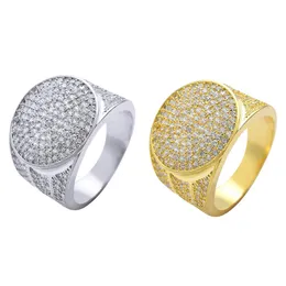 Bandringe CZ Rund für Herren FL Diamant Quadrat Hip Hop Iced Out Ring 18 Karat Gold Sier plattiert Schmuck Drop Lieferung Dhgarden Dhtol