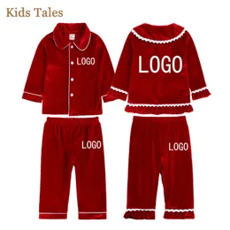 Pyjama's aangepast gepersonaliseerde kinderen jongen meisje fluwelen kerstpyjama set diy voeg je tekstafbeelding toe voor lange mouw topspants peuter slaapkleding 230308